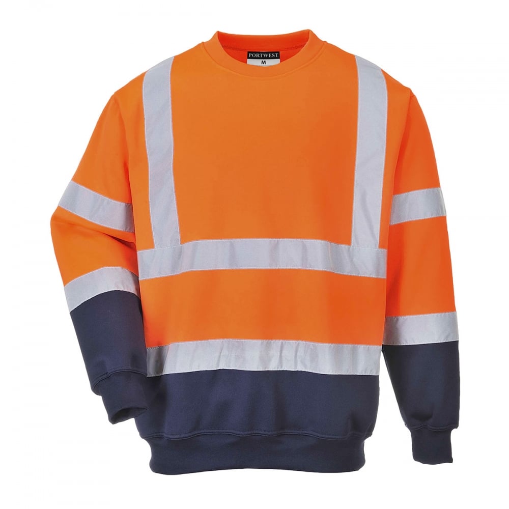 Hi Visibility 2-Tone Sweatshirt Orange/Navy S *One Size Only - Outlet Store*