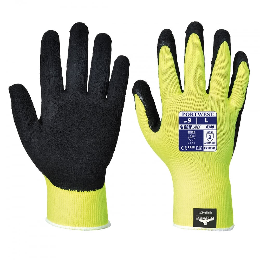 Hi-Vis Grip Glove Yellow XL *One Size Only - Outlet Store*