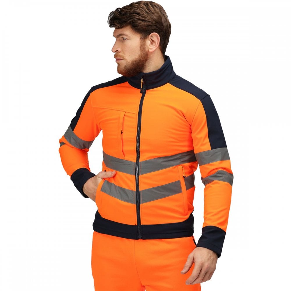 TRA625 Mens Hi Vis Pro Waterproof Reflective Softshell Work Jacket