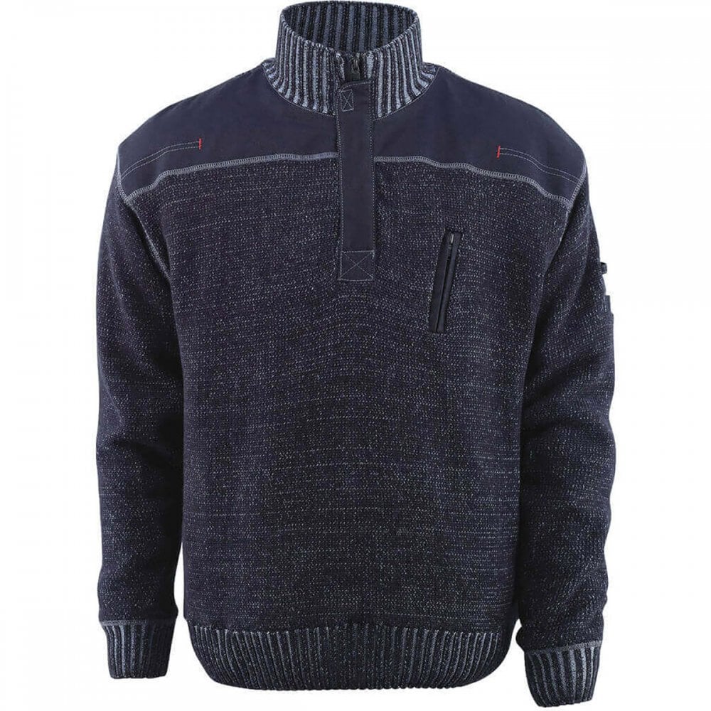 50354 Naxos Frontline Knitted Jumper With Half Zip Blue Grey M *One Size Only - Outlet Store*