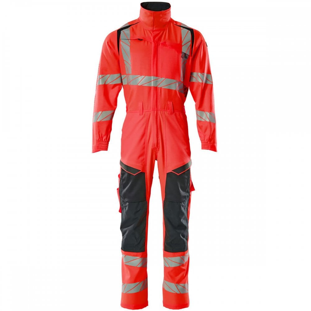 19519 Accelerate Safe Boilersuit with kneepad pockets Hi-Vis Red/Dark Navy 2XL *One Size Only - Outlet Store*