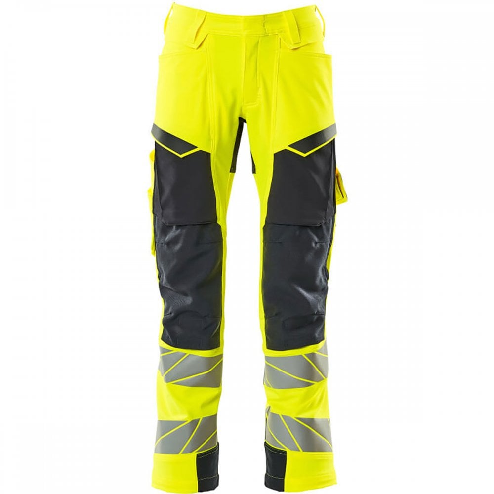 19079 Accelerate Safe Trousers with kneepad pockets Hi-Vis Yellow/Dark Navy 30" 30.5" *One Size Only - Outlet Store*