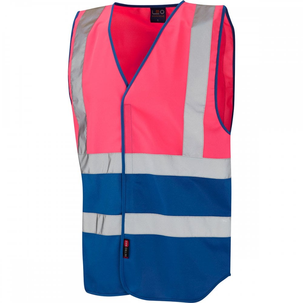 W05 Pilton Coloured Reflective Waistcoat Pink/Royal M *One Size Only - Outlet Store*