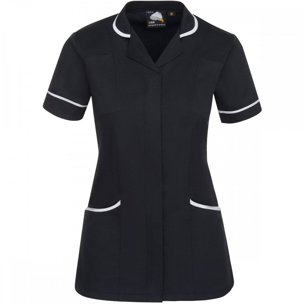 8600 Florence Classic Tunic Black with White Trim UK 14 *One Size Only - Outlet Store*