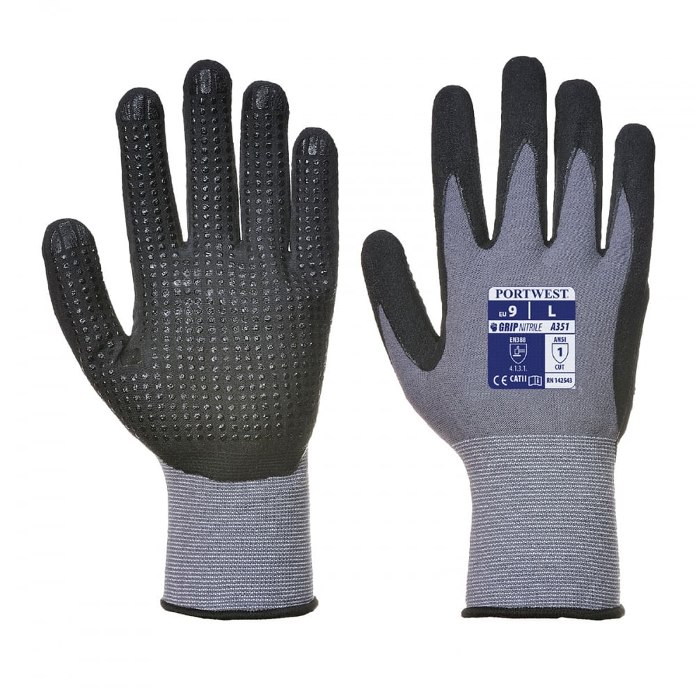 Dermiflex Plus Glove Grey/Black M *One Size Only - Outlet Store*