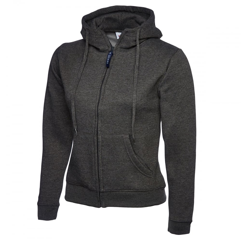 UC505 Ladies Classic Full Zip Hooded Sweatshirt Charcoal S *One Size Only - Outlet Store*