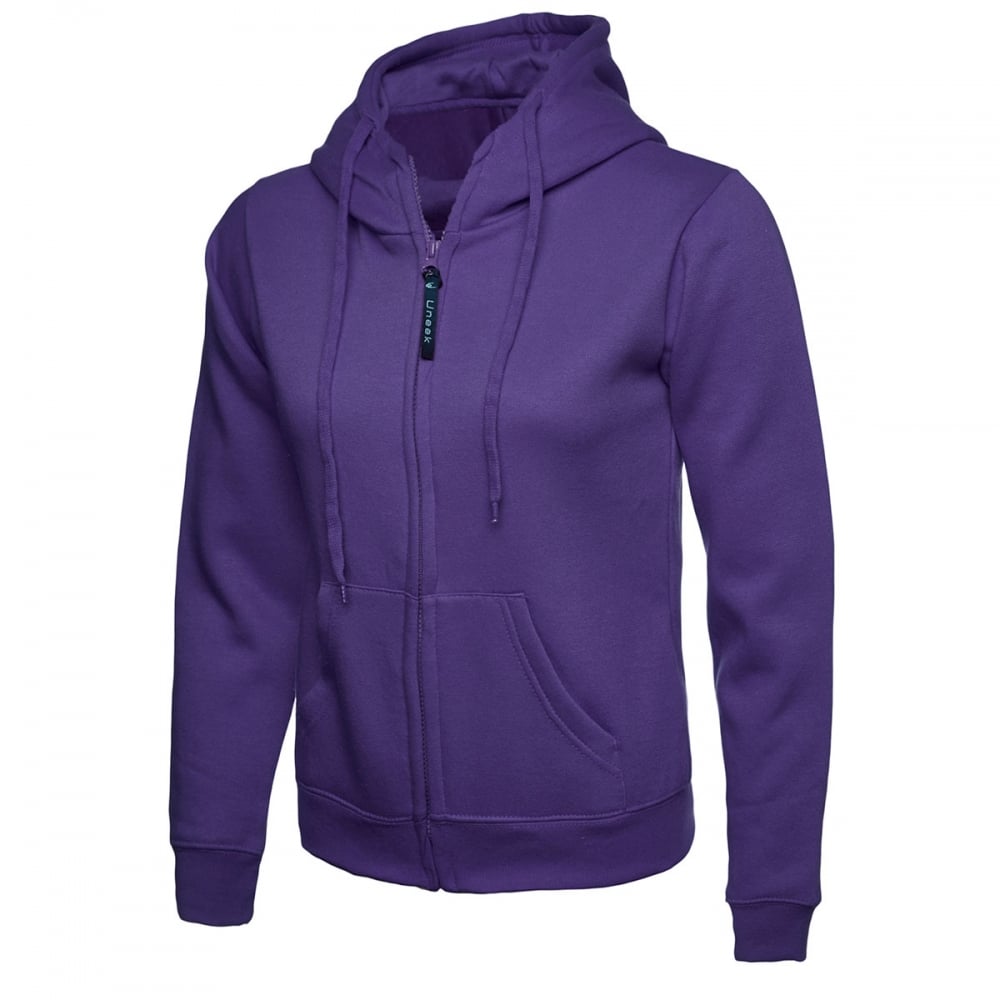 UC505 Ladies Classic Full Zip Hooded Sweatshirt Purple S *One Size Only - Outlet Store*