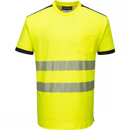 PW3 T181 Hi-Vis T-Shirt Short Sleeve Yellow/Black