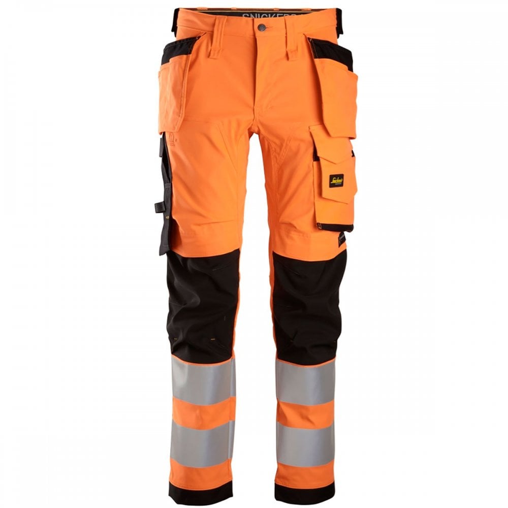 6243 AllroundWork High-Vis Stretch Trousers Holster Pockets Class 2 High-Vis Orange/Black 30" 36" *One Size Only - Outlet Store*