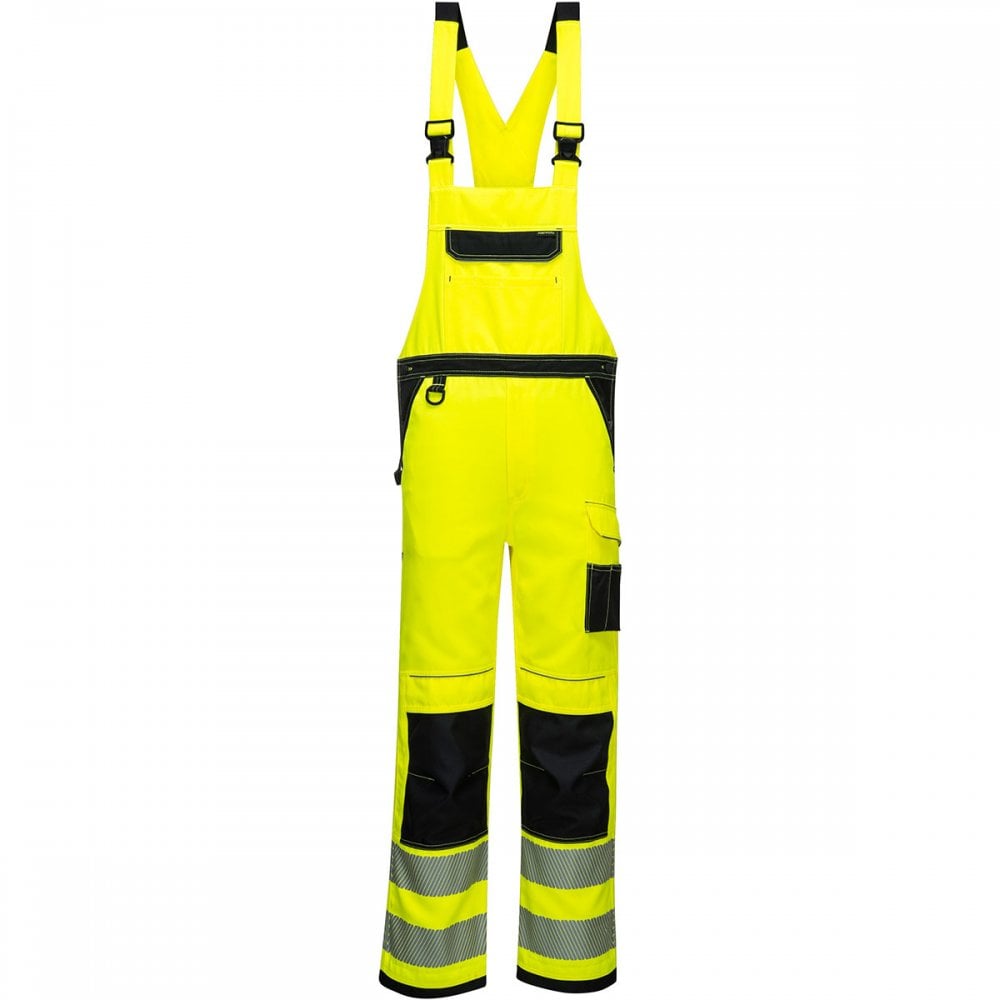 PW3 PW344 Hi-Vis Bib & Brace Yellow/Black M 31" *One Size Only - Outlet Store*