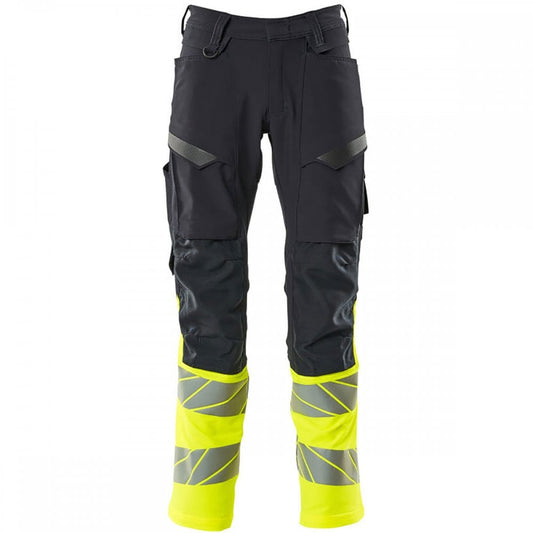 19879 Accelerate Safe Trousers with kneepad pockets Dark Navy/Hi-Vis Yellow 30" 30.5" *One Size Only - Outlet Store*