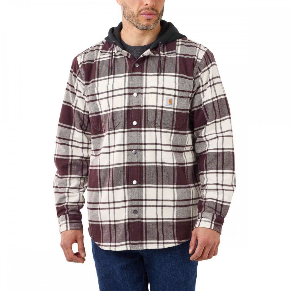 105621 Flannel Fleece Lined Hooded Shirt Jacket Malt XL *One Size Only - Outlet Store*