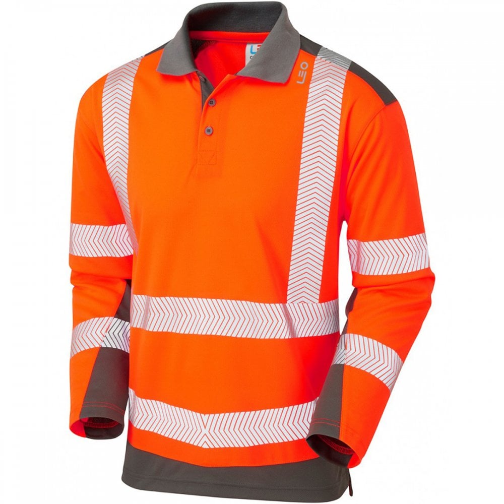 P15 Wringcliff ISO 20471 Class 2 Dual Colour Coolviz Plus Long Sleeved Polo Shirt Hi-Vis Orange/Grey S *One Size Only - Outlet Store*