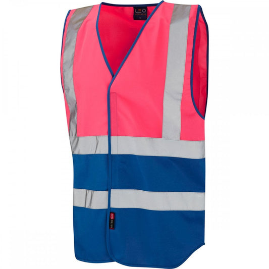 W05 Pilton Coloured Reflective Waistcoat Pink/Royal 4XL *One Size Only - Outlet Store*