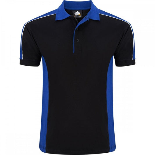 1188 Avocet Two Tone Poloshirt Black/Royal Blue L *One Size Only - Outlet Store*