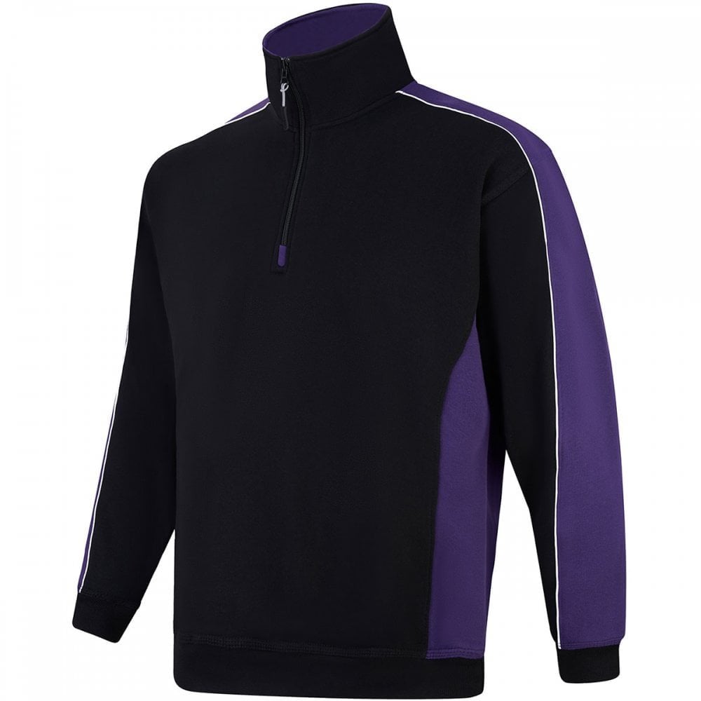 1288 Avocet Two Tone 1/4 Zip Sweatshirt Black/Purple L *One Size Only - Outlet Store*