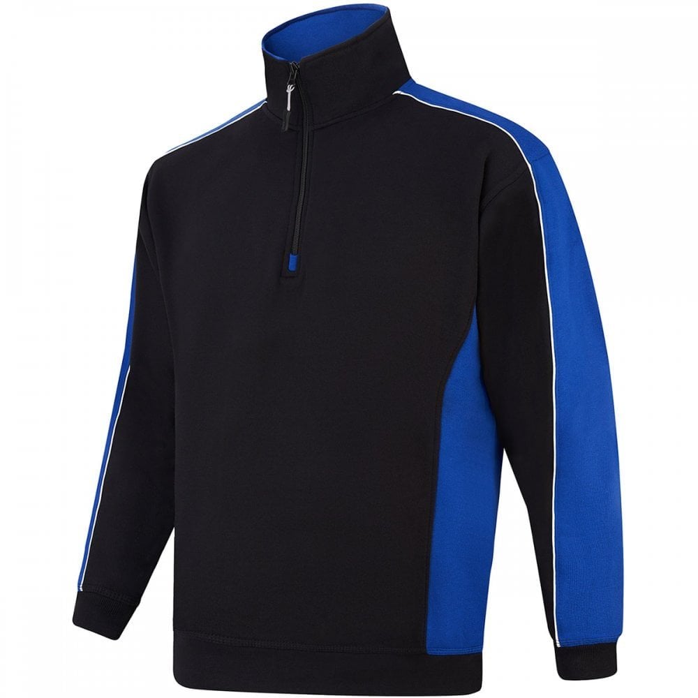 1288 Avocet Two Tone 1/4 Zip Sweatshirt Black/Royal Blue L *One Size Only - Outlet Store*