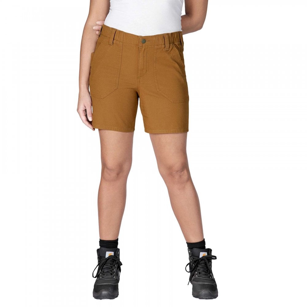 105730 Womens Relaxed Fit Canvas Work Short Carhartt Brown US 2 / UK 4 *One Size Only - Outlet Store*