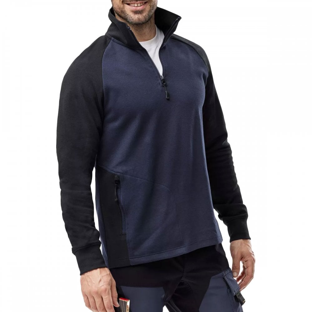 2841 Two-Coloured Half-Zip Sweatshirt Navy/Black L *One Size Only - Outlet Store*