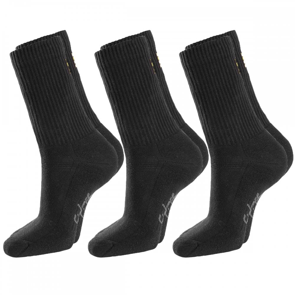9214 Cotton Socks 3-Pack Black UK4-6 - EU37-40 *One Size Only - Outlet Store*