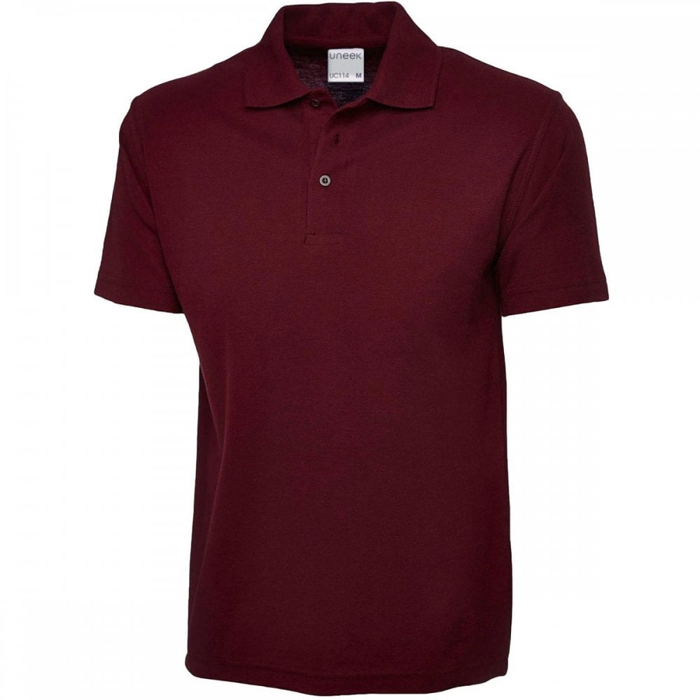 UC114 Mens Active Cotton Poloshirt Maroon L *One Size Only - Outlet Store*