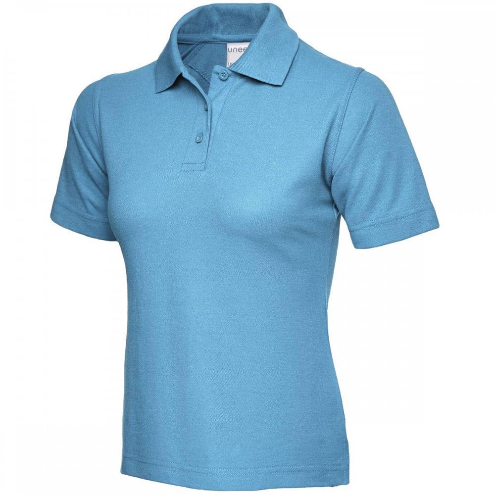 UC115 Ladies Active Cotton Poloshirt Sky M *One Size Only - Outlet Store*