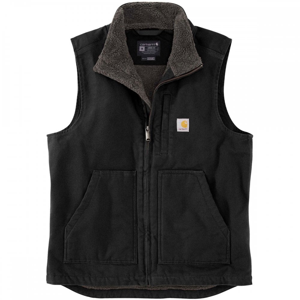 104277 Washed Duck Lined Mock Neck Vest Gilet - Loose, generous fit