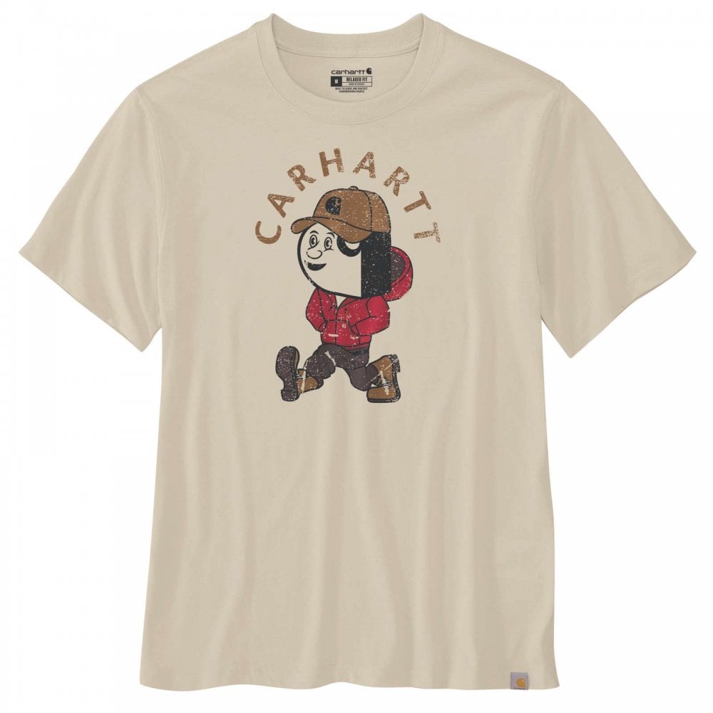 107051 Tk7051 Mens Relaxed Fit Lightweight S/S Active Jac Graphic T-Shirt Oat Milk S *One Size Only - Outlet Store*
