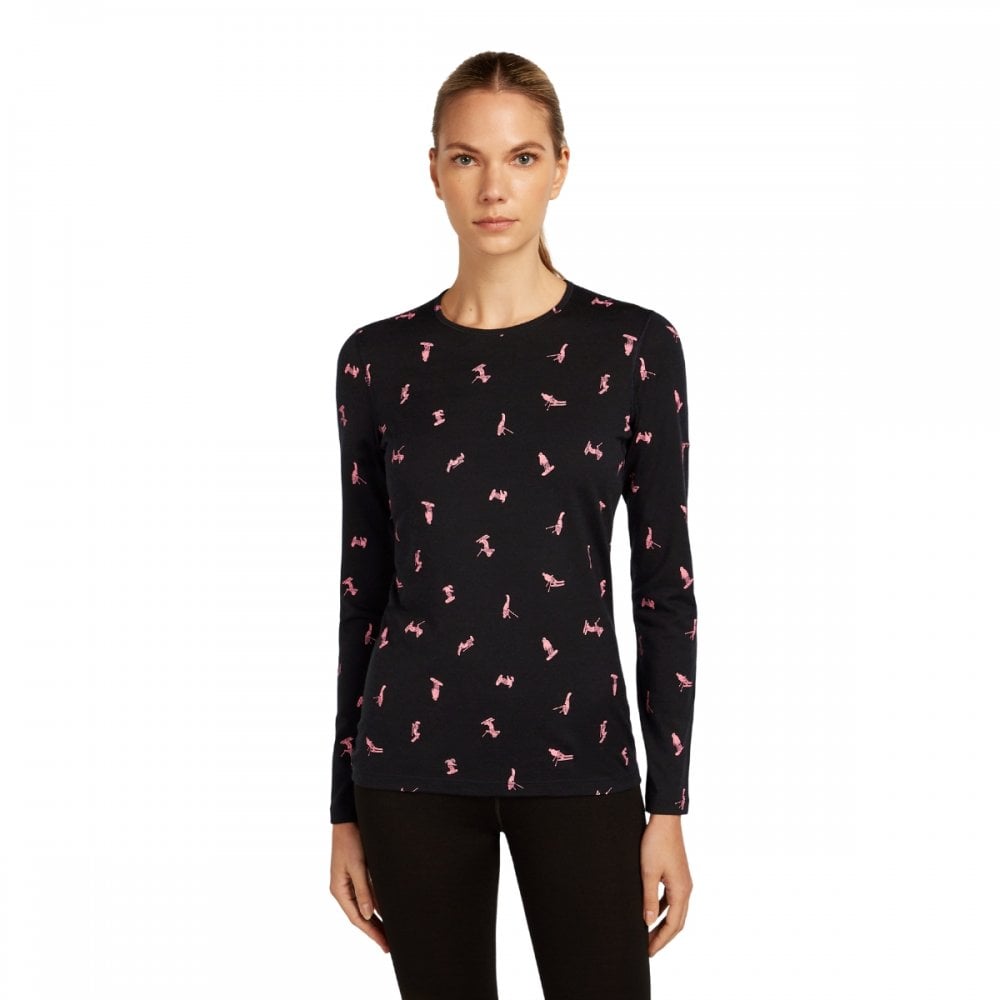 Womens Merino 200 Oasis Long Sleeve Crewe Thermal Top Snow Day